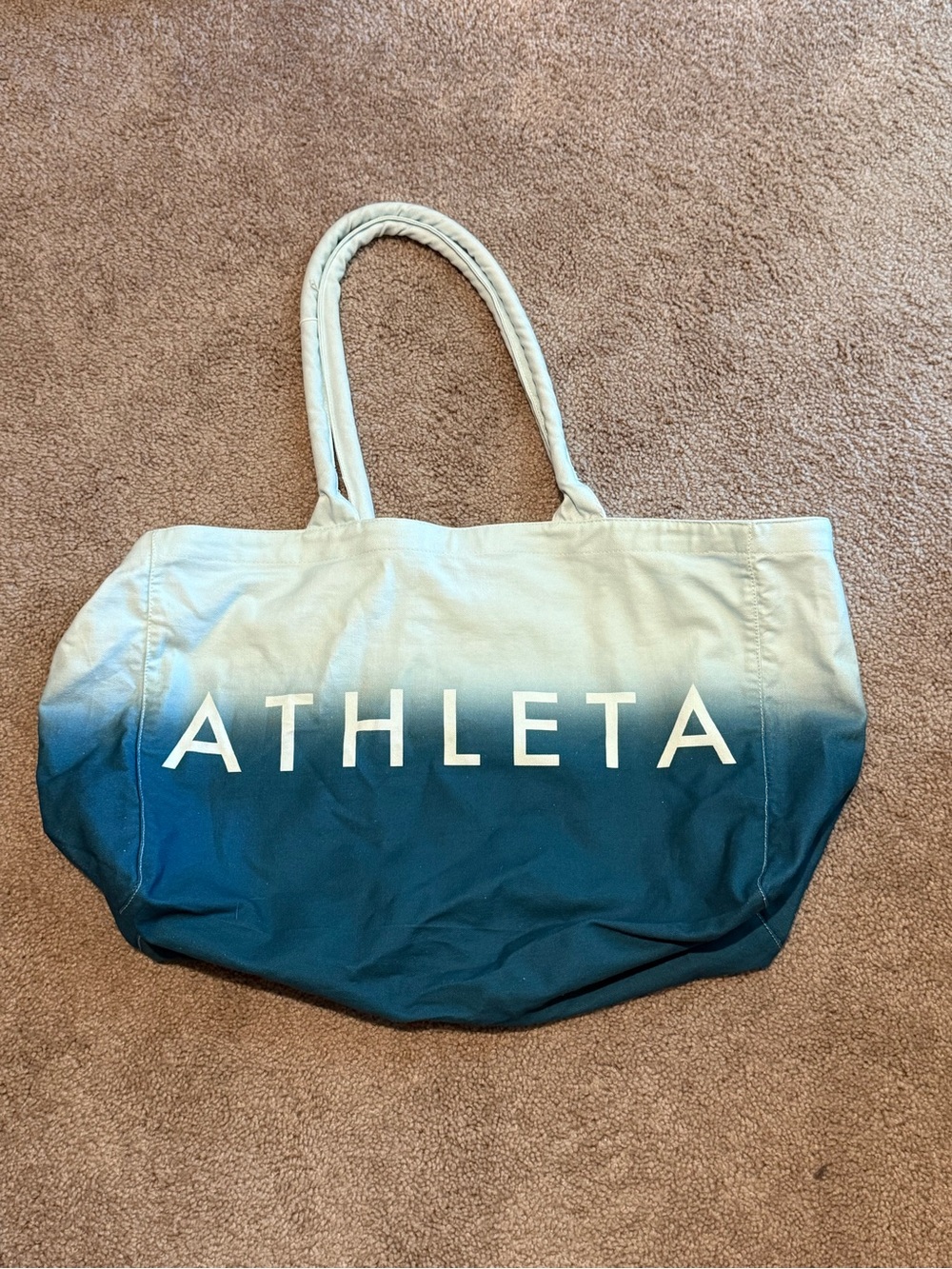 Athleta Teal Ombre Canvas Tote